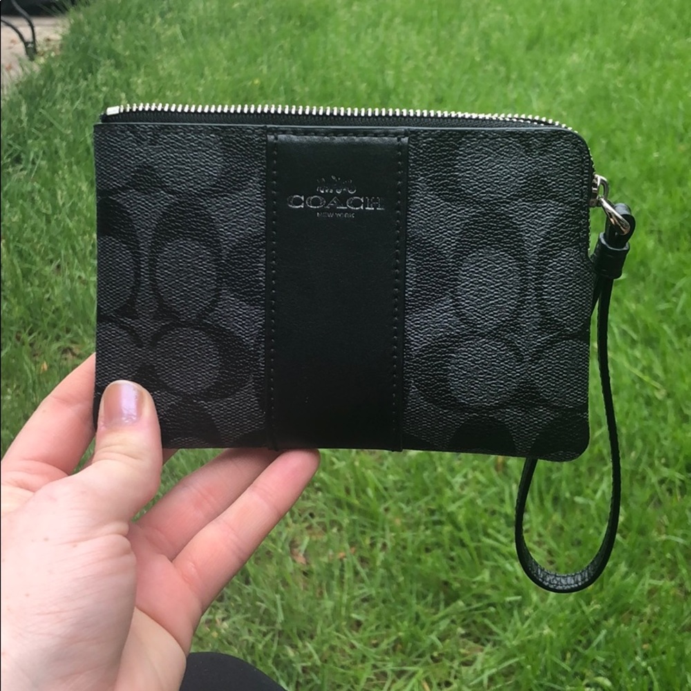 Black leather coach wristlet!